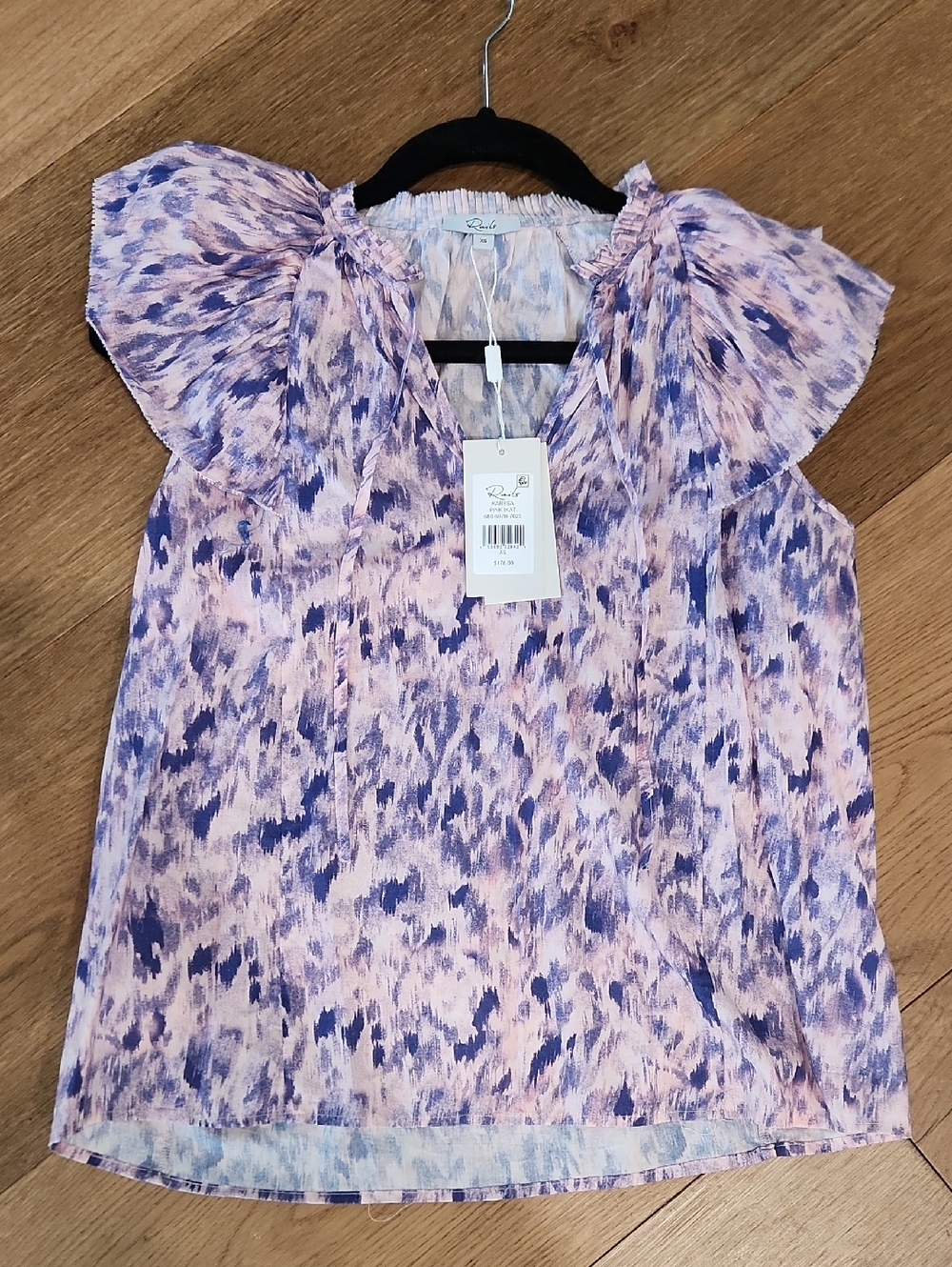 Rails Pink & Purple Ruffle Sleeve Blouse
